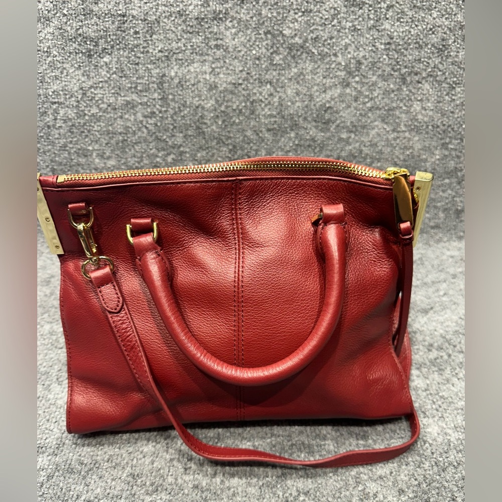 Vince Camuto Deep Red Pebbled Leather Satchel with Detachable Strap PO0129 - Picture 4 of 15